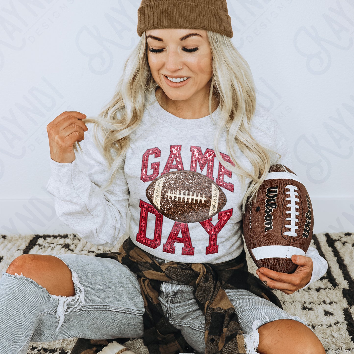 Game Day Football Sequins (Color Dropdown)-DTF&UV