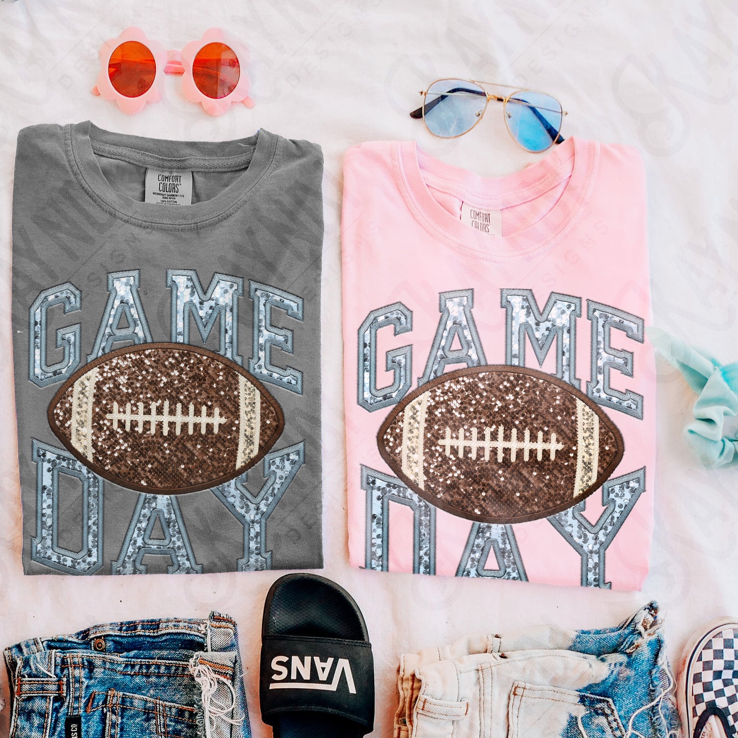 Game Day Football Sequins (Color Dropdown)-DTF&UV