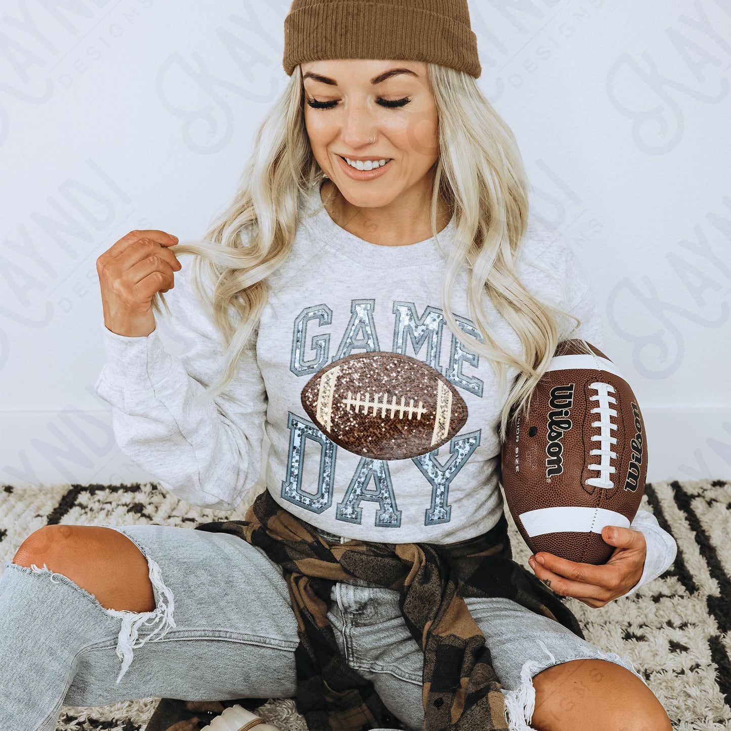 Game Day Football Sequins (Color Dropdown)-DTF&UV