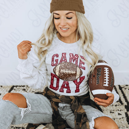 Game Day Football Sequins (Color Dropdown)-DTF&UV