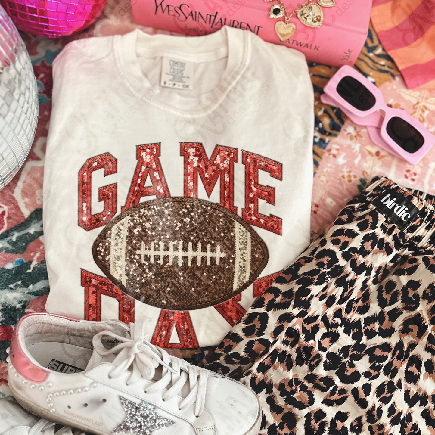 Game Day Football Sequins (Color Dropdown)-DTF&UV