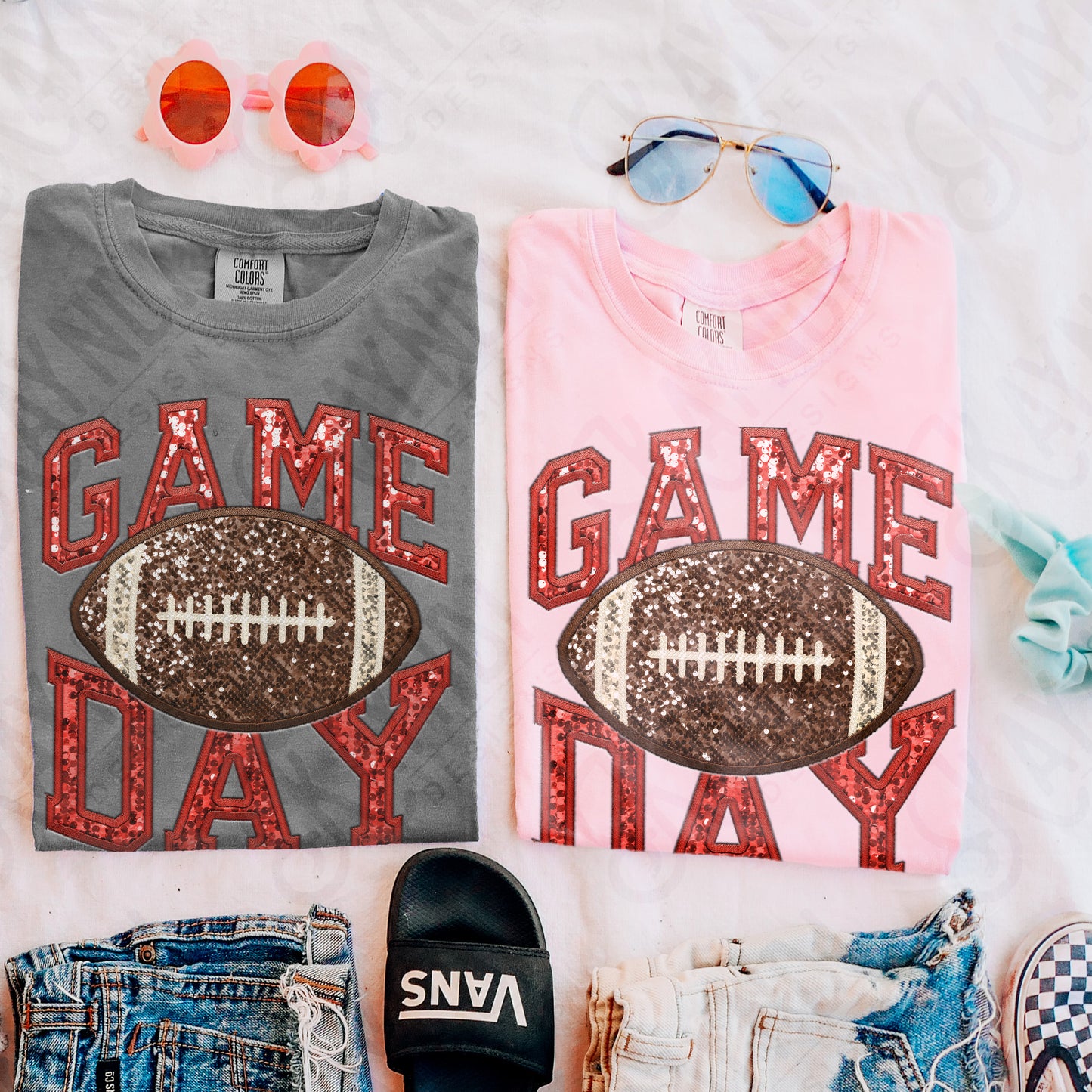Game Day Football Sequins (Color Dropdown)-DTF&UV