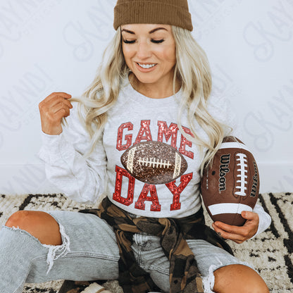 Game Day Football Sequins (Color Dropdown)-DTF&UV