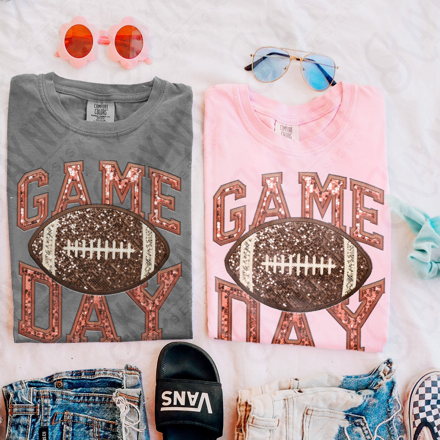 Game Day Football Sequins (Color Dropdown)-DTF&UV