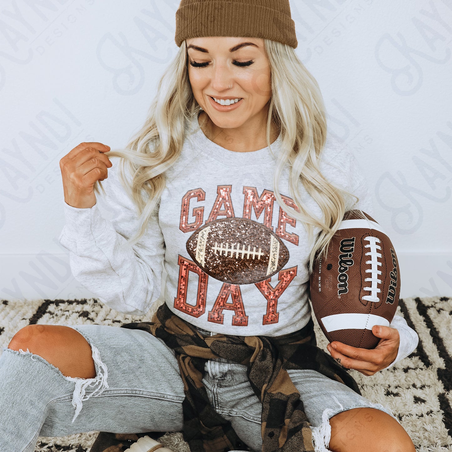 Game Day Football Sequins (Color Dropdown)-DTF&UV