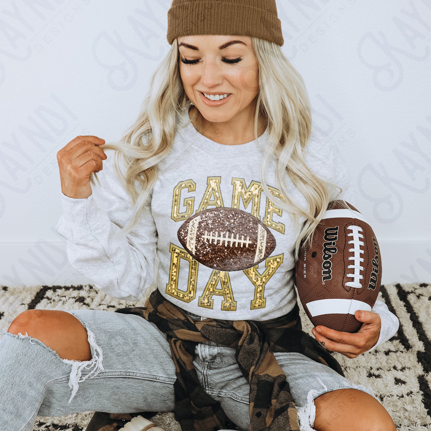 Game Day Football Sequins (Color Dropdown)-DTF&UV