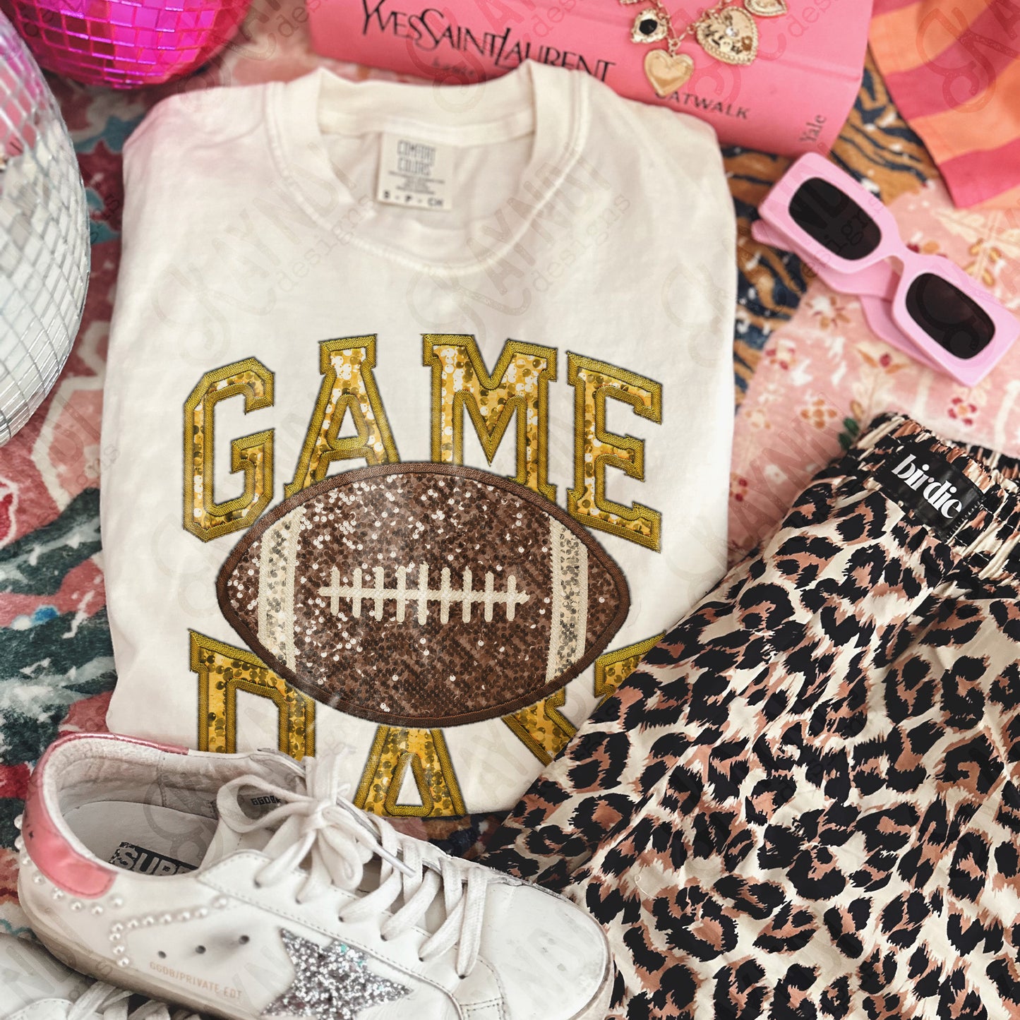 Game Day Football Sequins (Color Dropdown)-DTF&UV
