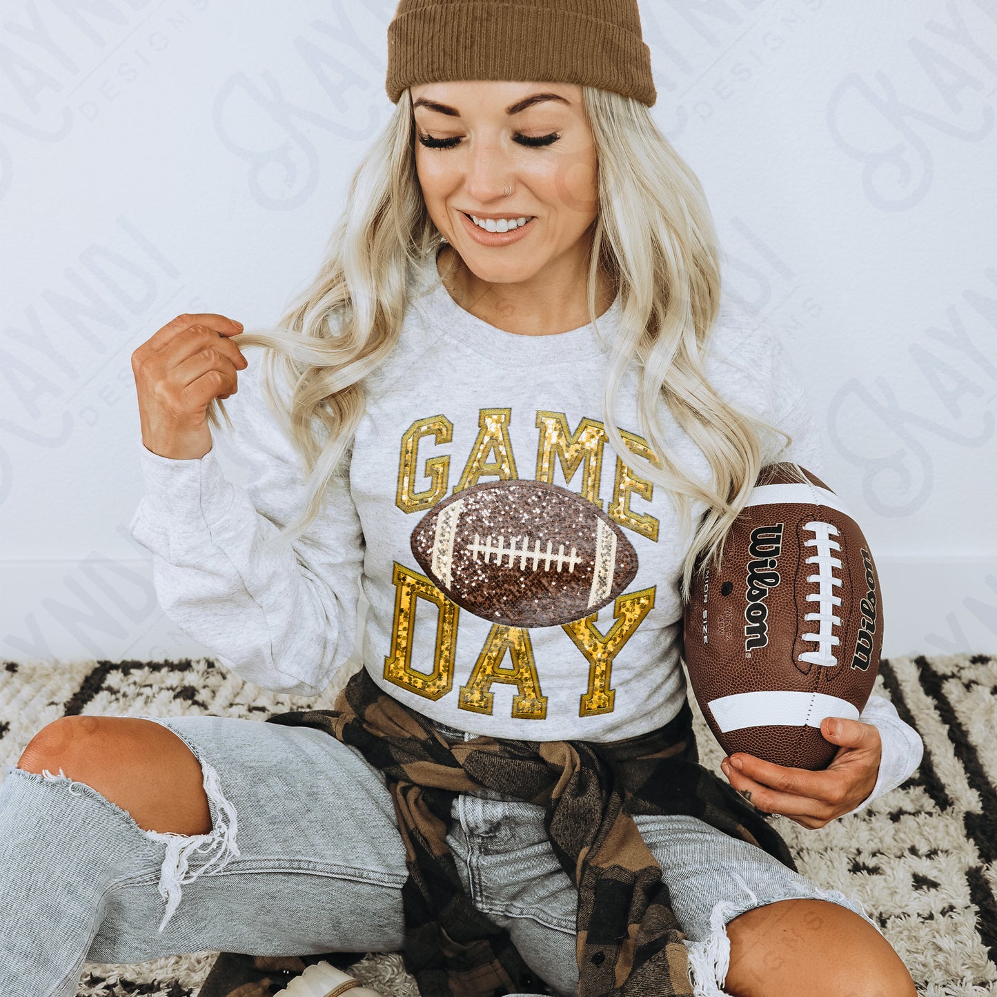 Game Day Football Sequins (Color Dropdown)-DTF&UV