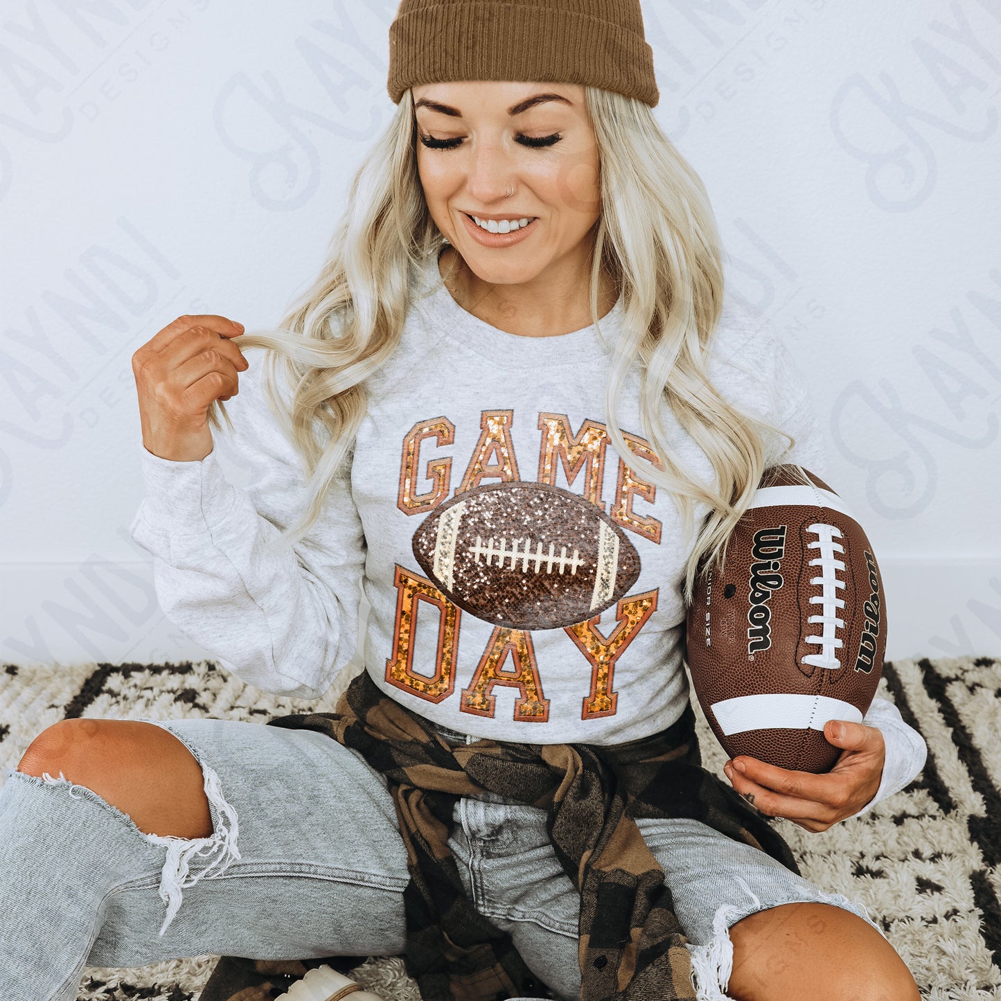 Game Day Football Sequins (Color Dropdown)-DTF&UV
