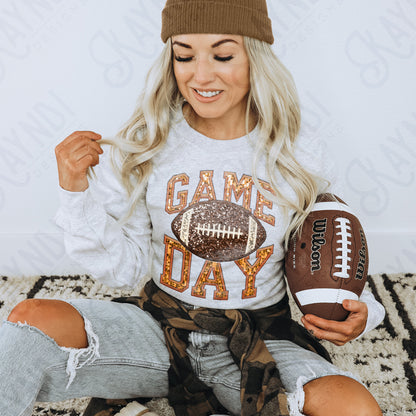 Game Day Football Sequins (Color Dropdown)-DTF&UV