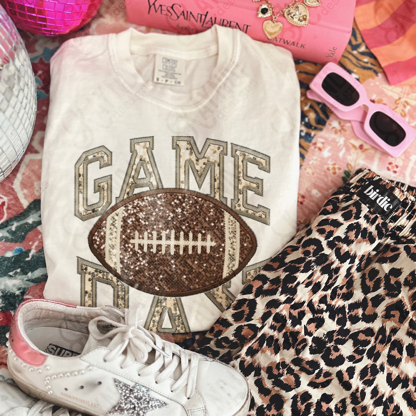 Game Day Football Sequins (Color Dropdown)-DTF&UV