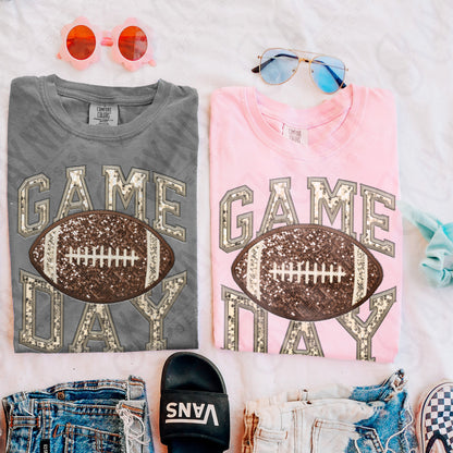Game Day Football Sequins (Color Dropdown)-DTF&UV