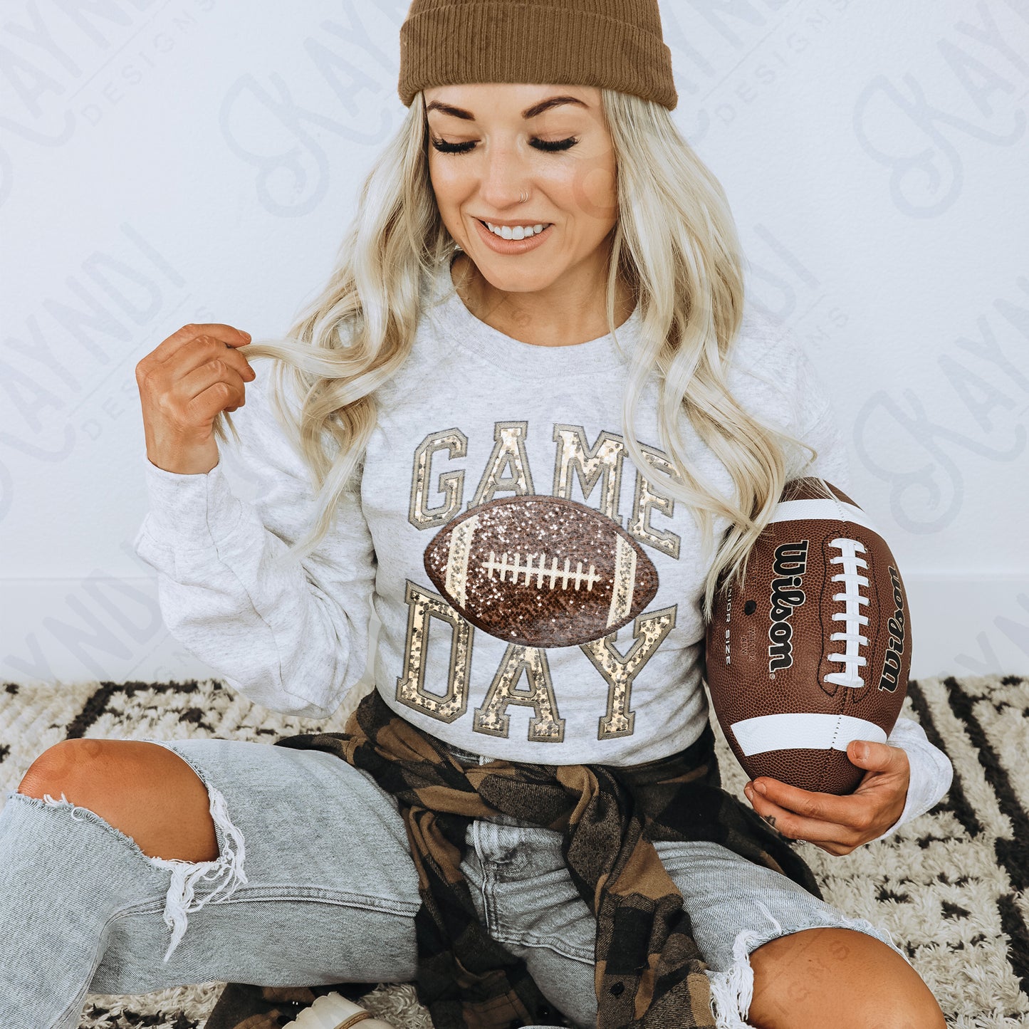 Game Day Football Sequins (Color Dropdown)-DTF&UV