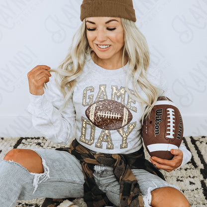 Game Day Football Sequins (Color Dropdown)-DTF&UV