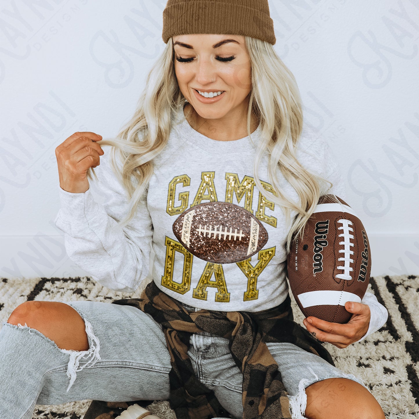Game Day Football Sequins (Color Dropdown)-DTF&UV