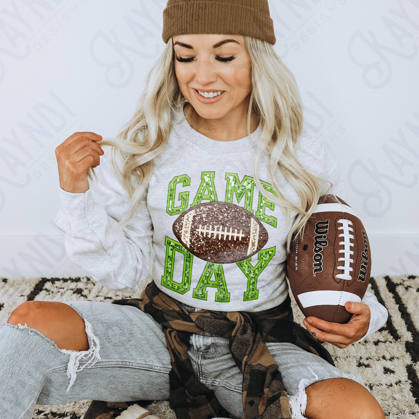 Game Day Football Sequins (Color Dropdown)-DTF&UV