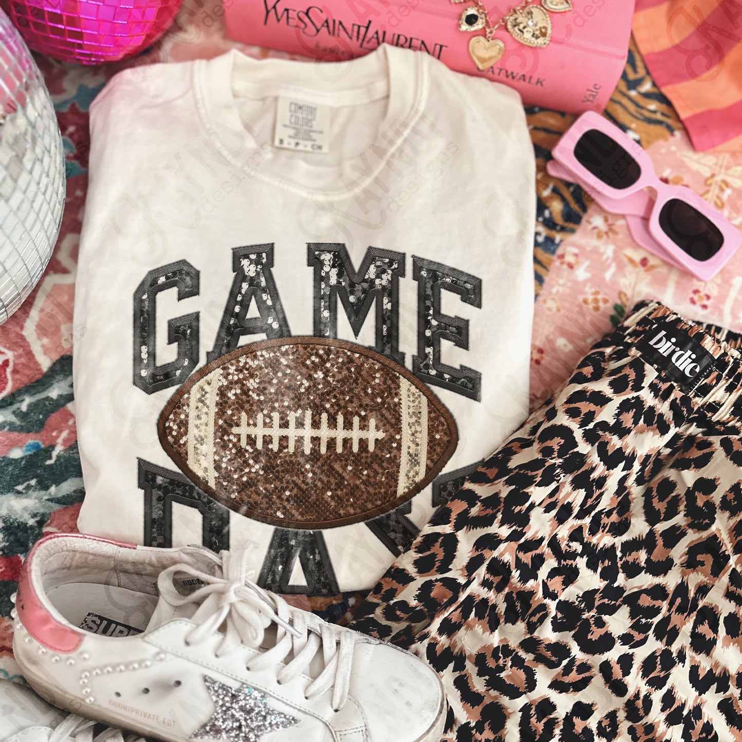 Game Day Football Sequins (Color Dropdown)-DTF&UV