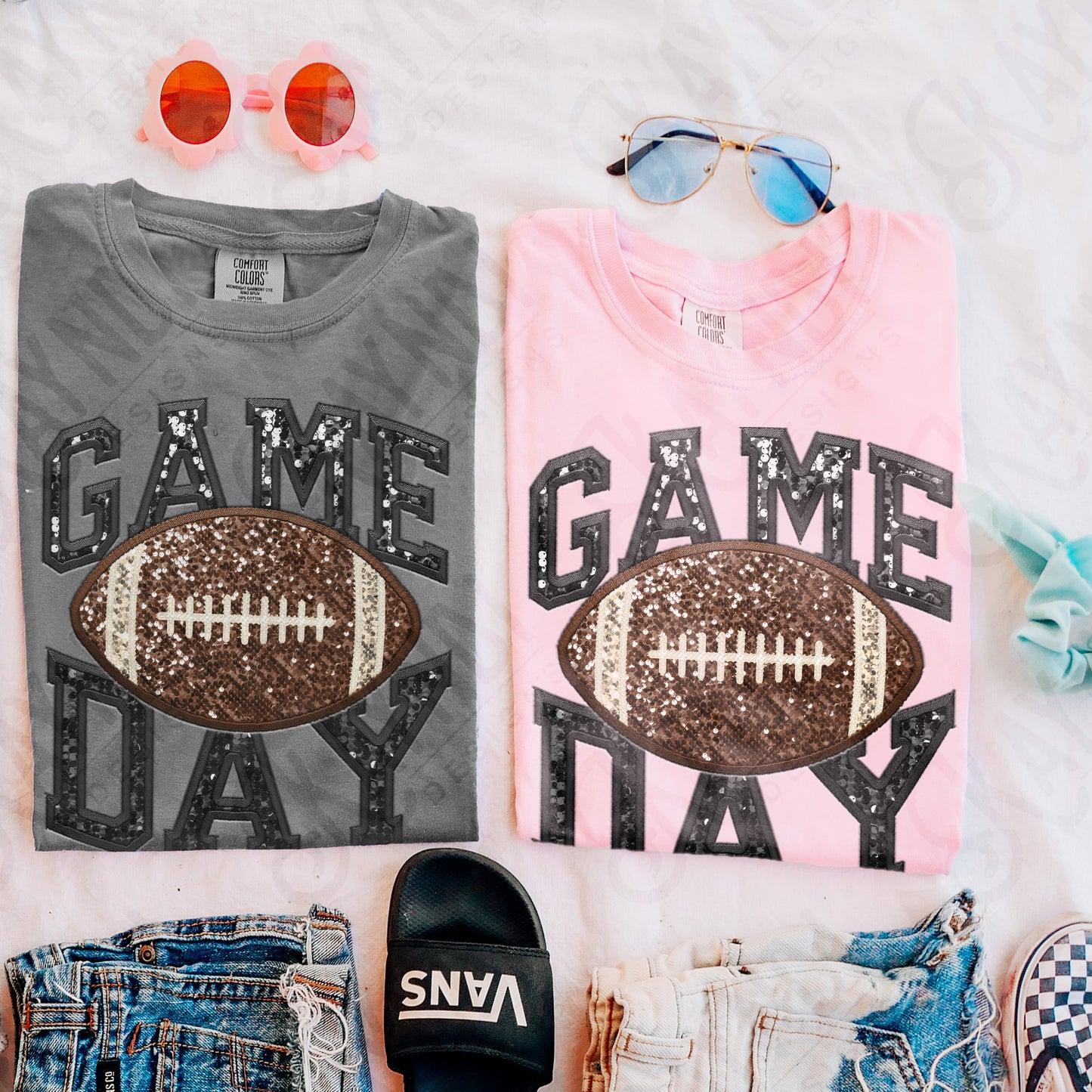 Game Day Football Sequins (Color Dropdown)-DTF&UV