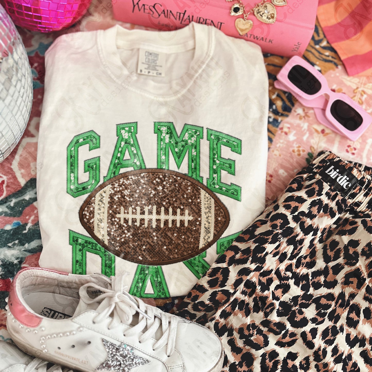 Game Day Football Sequins (Color Dropdown)-DTF&UV