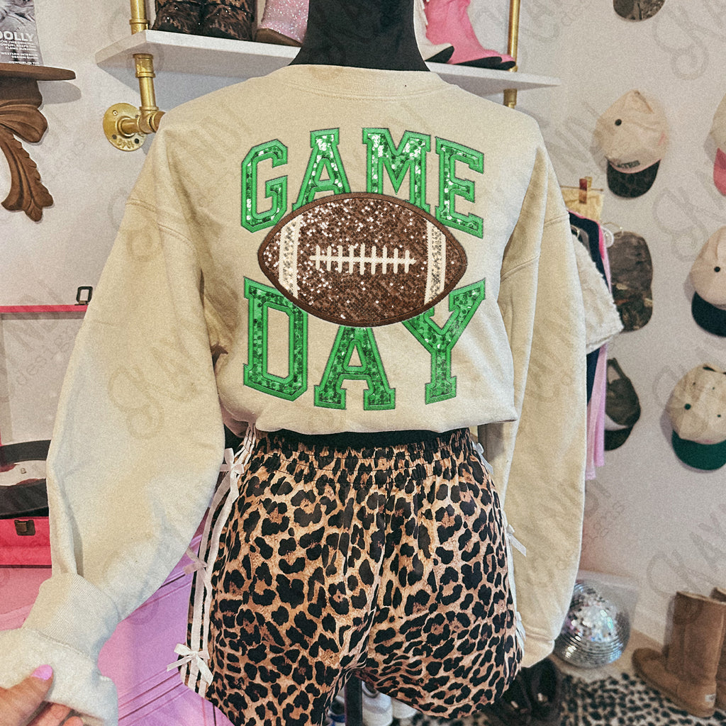 Game Day Football faux sequin embroidery (Color Dropdown)-DTF&UV