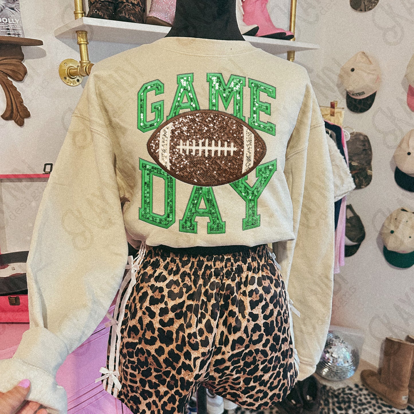 Game Day Football Sequins (Color Dropdown)-DTF&UV
