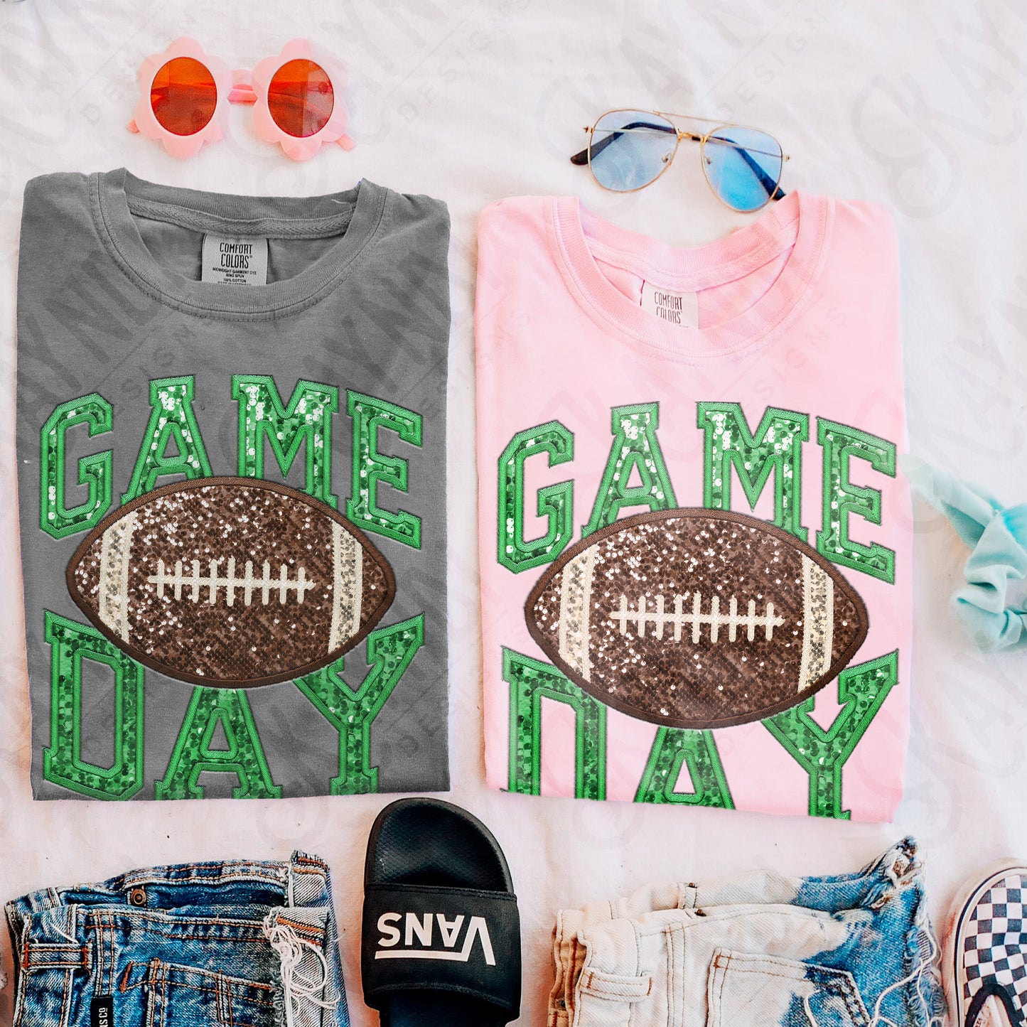 Game Day Football Sequins (Color Dropdown)-DTF&UV