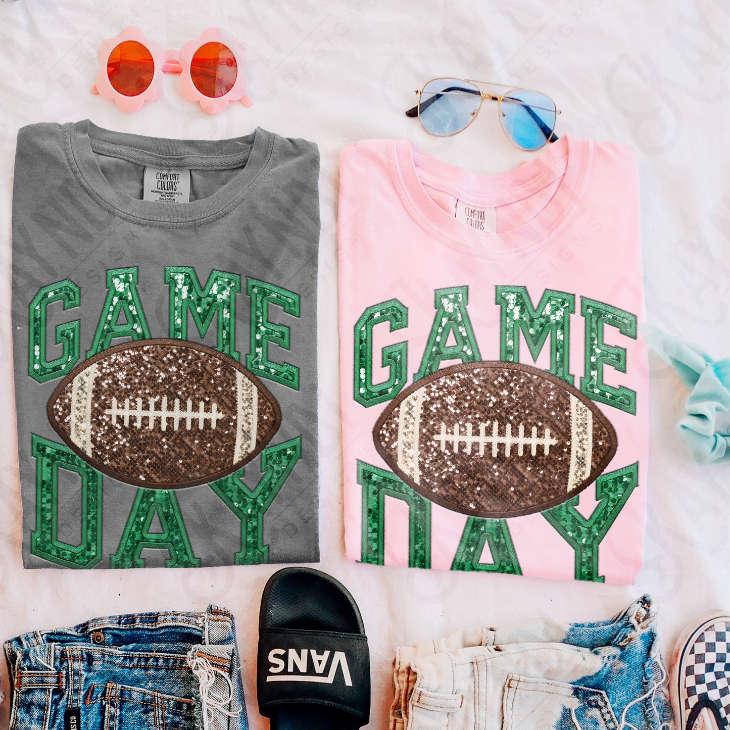 Game Day Football Sequins (Color Dropdown)-DTF&UV