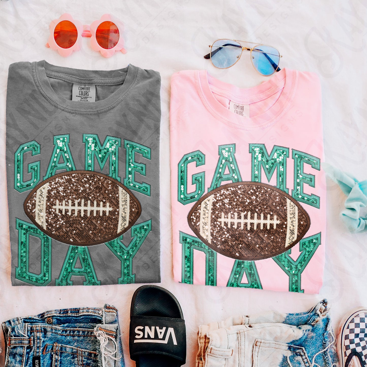 Game Day Football Sequins (Color Dropdown)-DTF&UV