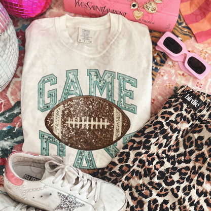 Game Day Football Sequins (Color Dropdown)-DTF&UV