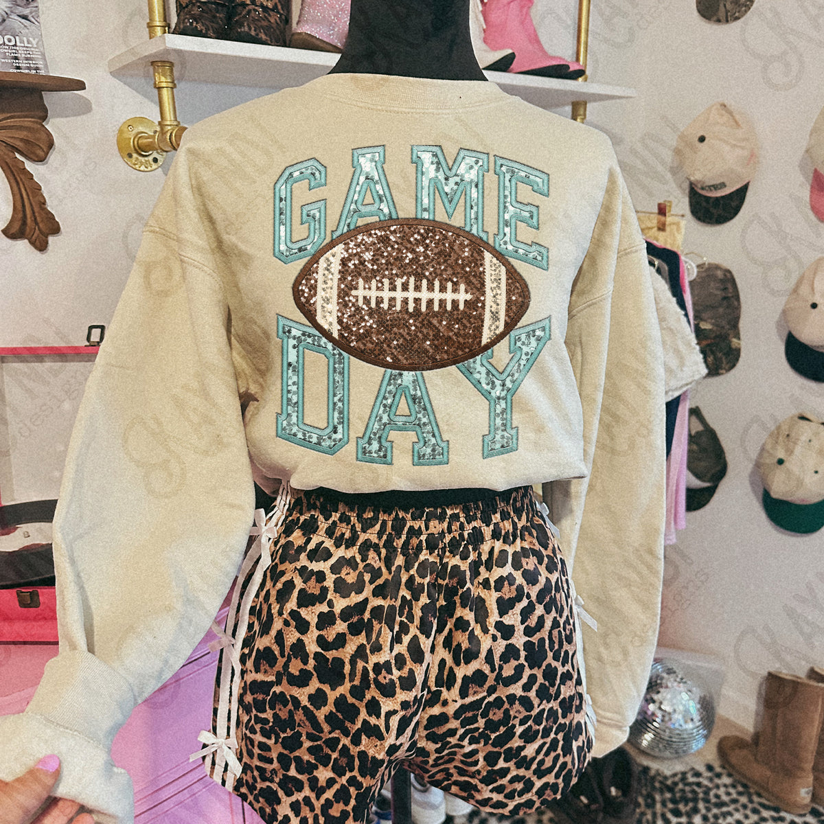 Game Day Football faux sequin embroidery (Color Dropdown)-DTF&UV