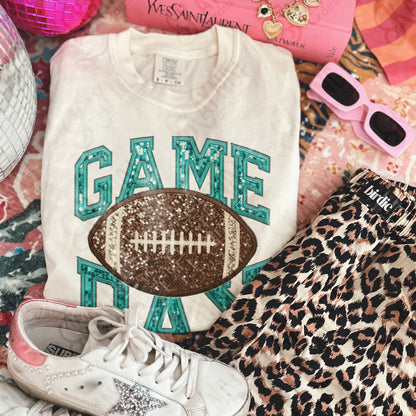 Game Day Football Sequins (Color Dropdown)-DTF&UV