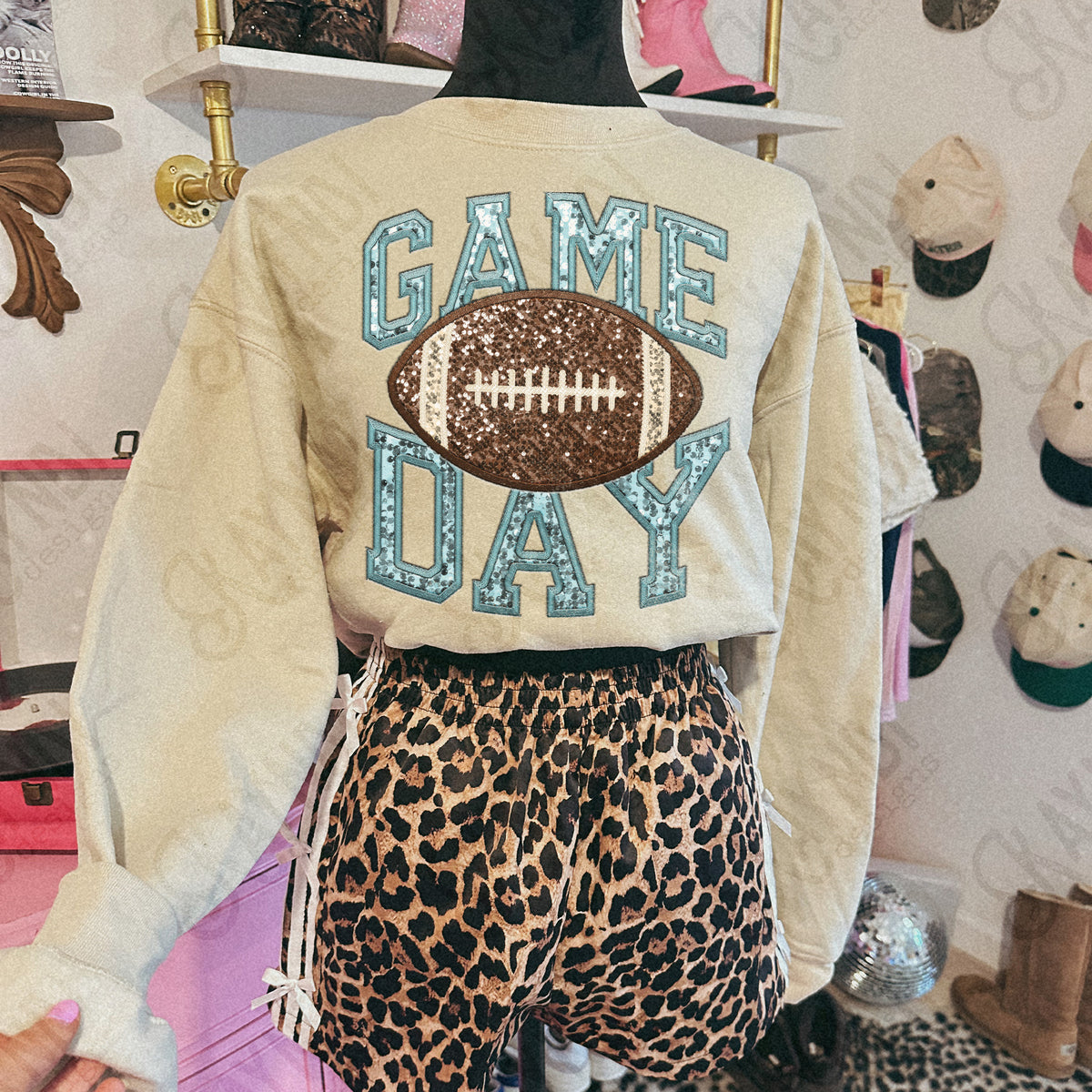 Game Day Football faux sequin embroidery (Color Dropdown)-DTF&UV
