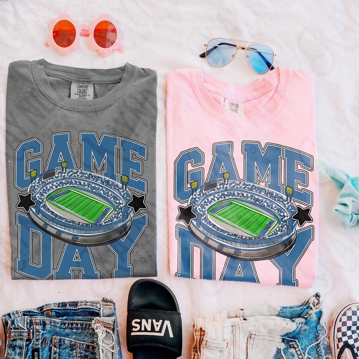 Game Day Football Slate/Teal Blue-DTF&UV