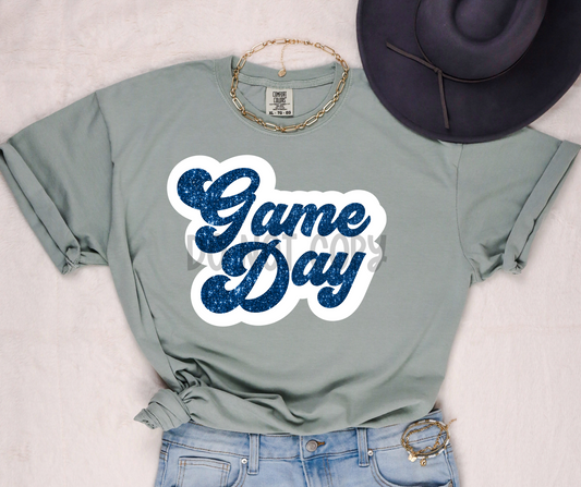 Game day glitter Blue-DTF