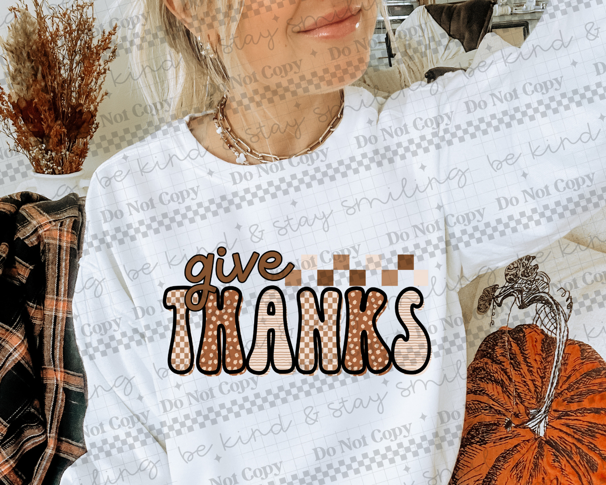 Give Thanks squares dots -DTF&UV