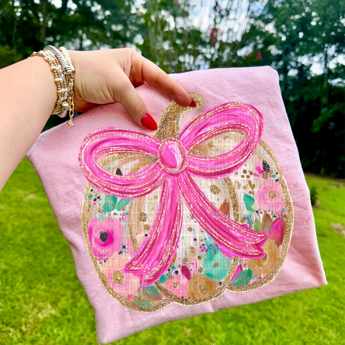Glitter Floral Pumpkin- DTF& UV