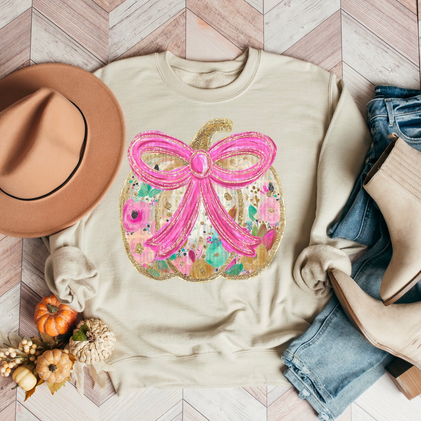 Glitter Floral Pumpkin- DTF& UV