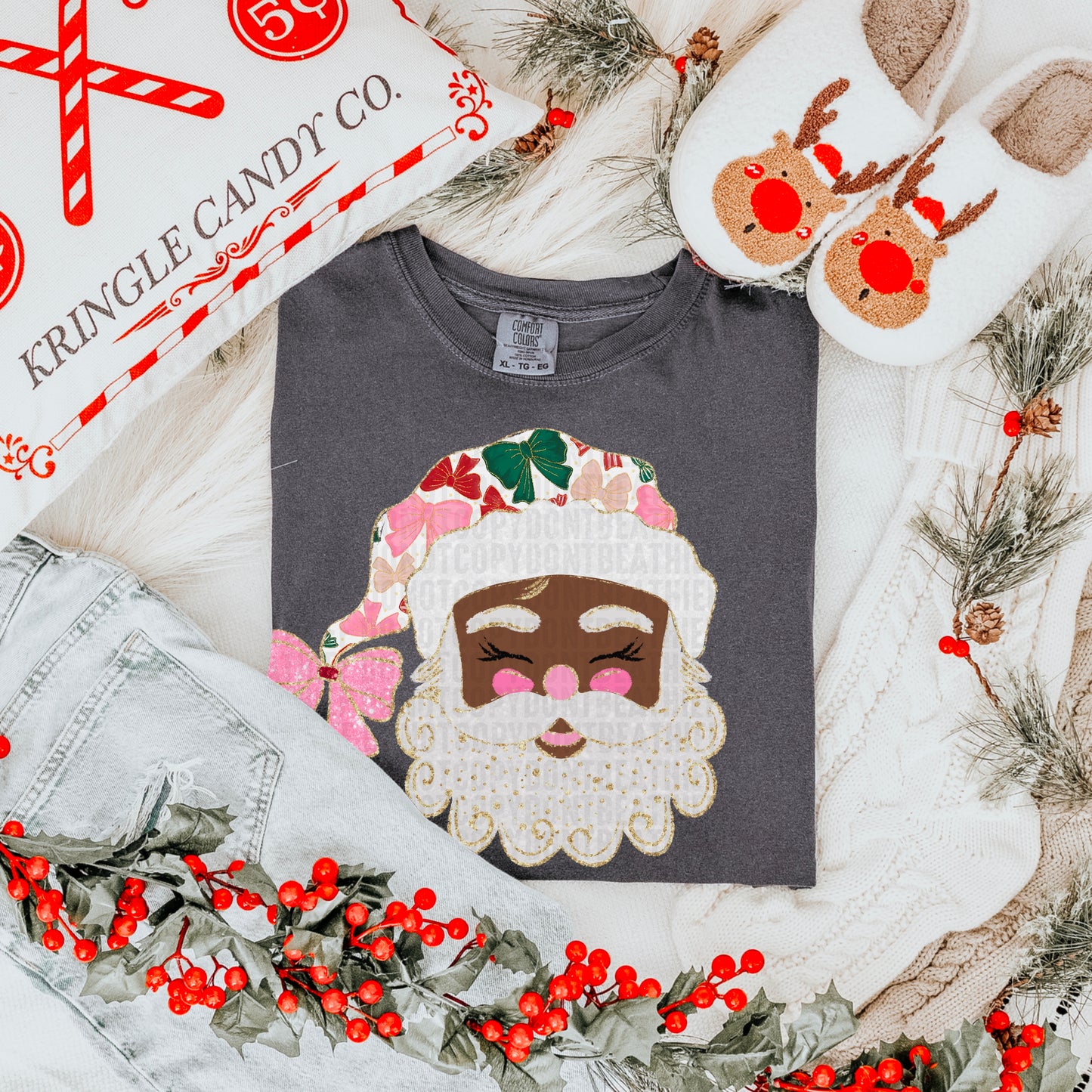 Glittered Up Santa dark-DTF&UV