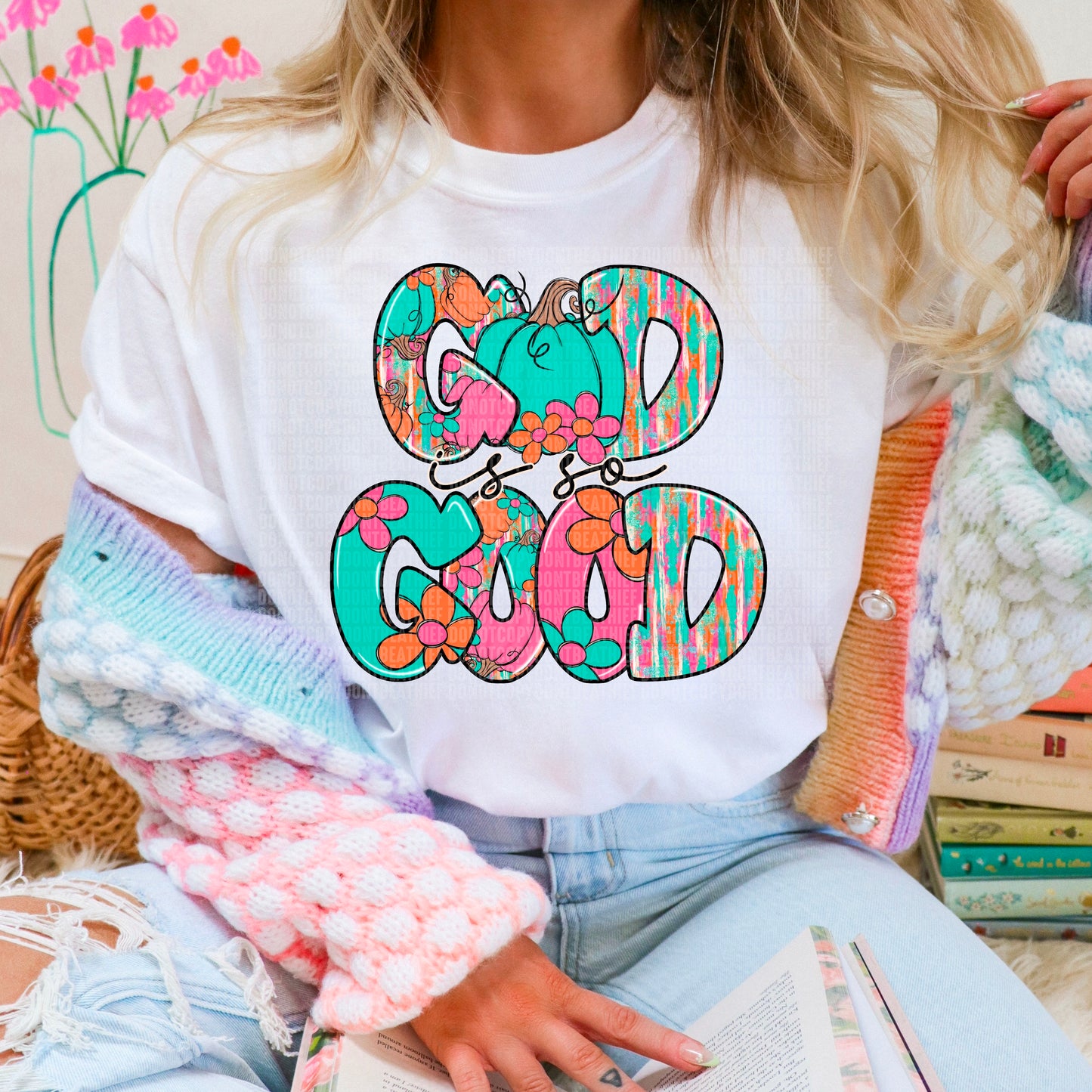 God is so good turquoise pumpkin-DTF