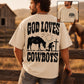 God loves cowboys Black (front and back included) -DTF&UV
