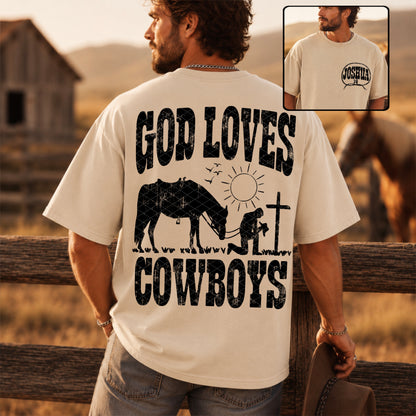 God loves cowboys Black (front and back included) -DTF&UV