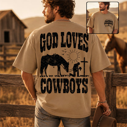 God loves cowboys Black (front and back included) -DTF&UV