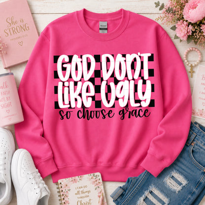 God don't like ugly so choose grace wht blk-DTF&UV