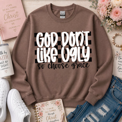 God don't like ugly so choose grace wht blk-DTF&UV