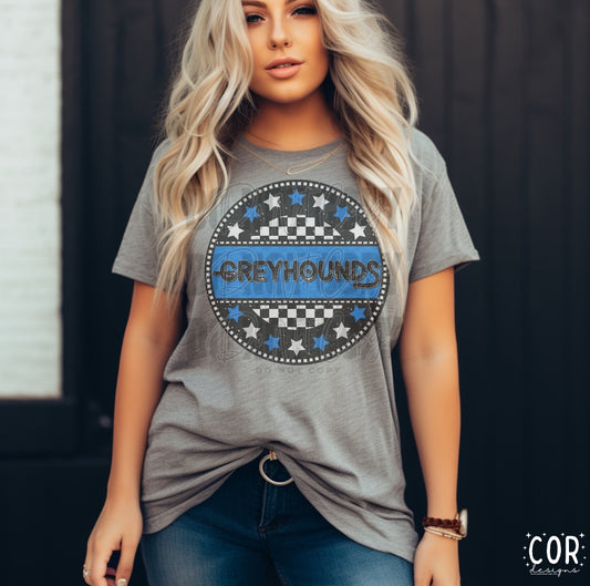 Greyhounds Blue Stars & Checkered - DTF