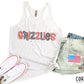 Grizzlies Red & Black W Wht - DTF