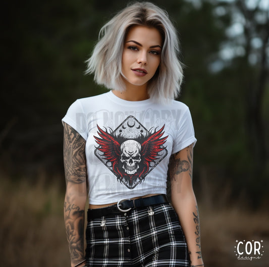 Skeleton Face Red Wings - DTF