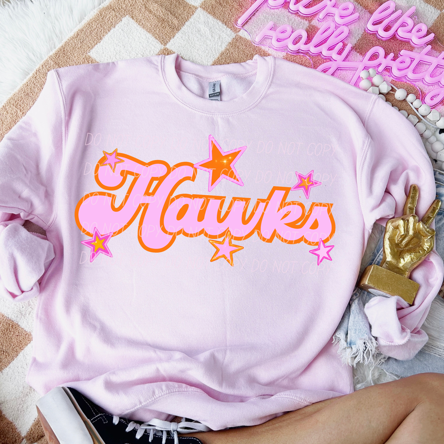 Pink Orange Stars Mascot (Dropdown)- DTF&UV