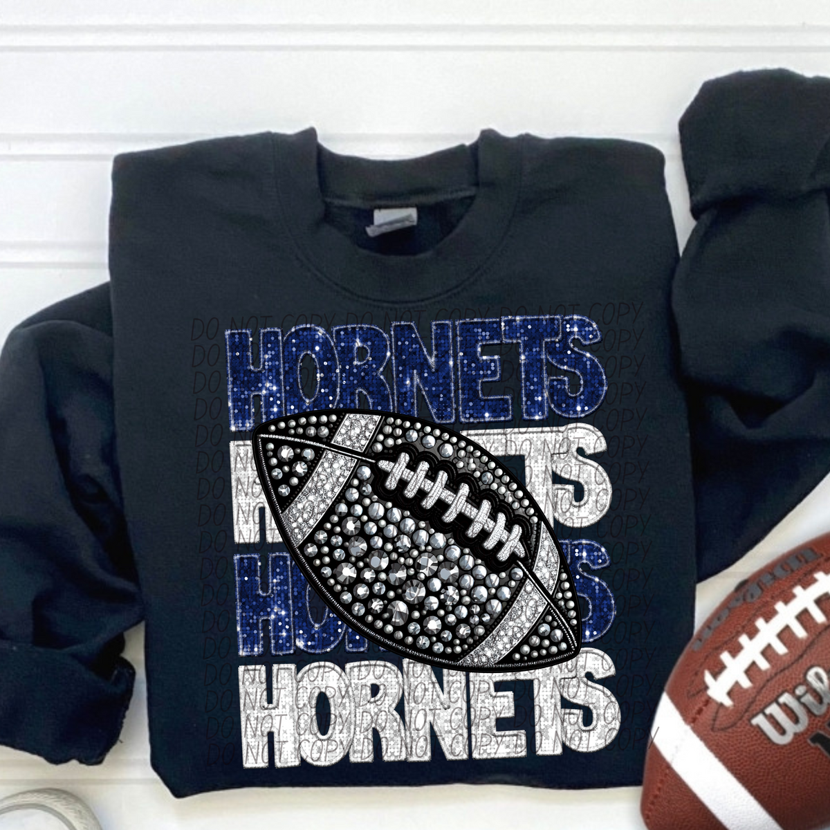 Football Stacked Mascots faux sequin (ALL MASCOTS LISTED IN THIS LISTING-DROPDOWN)-DTF