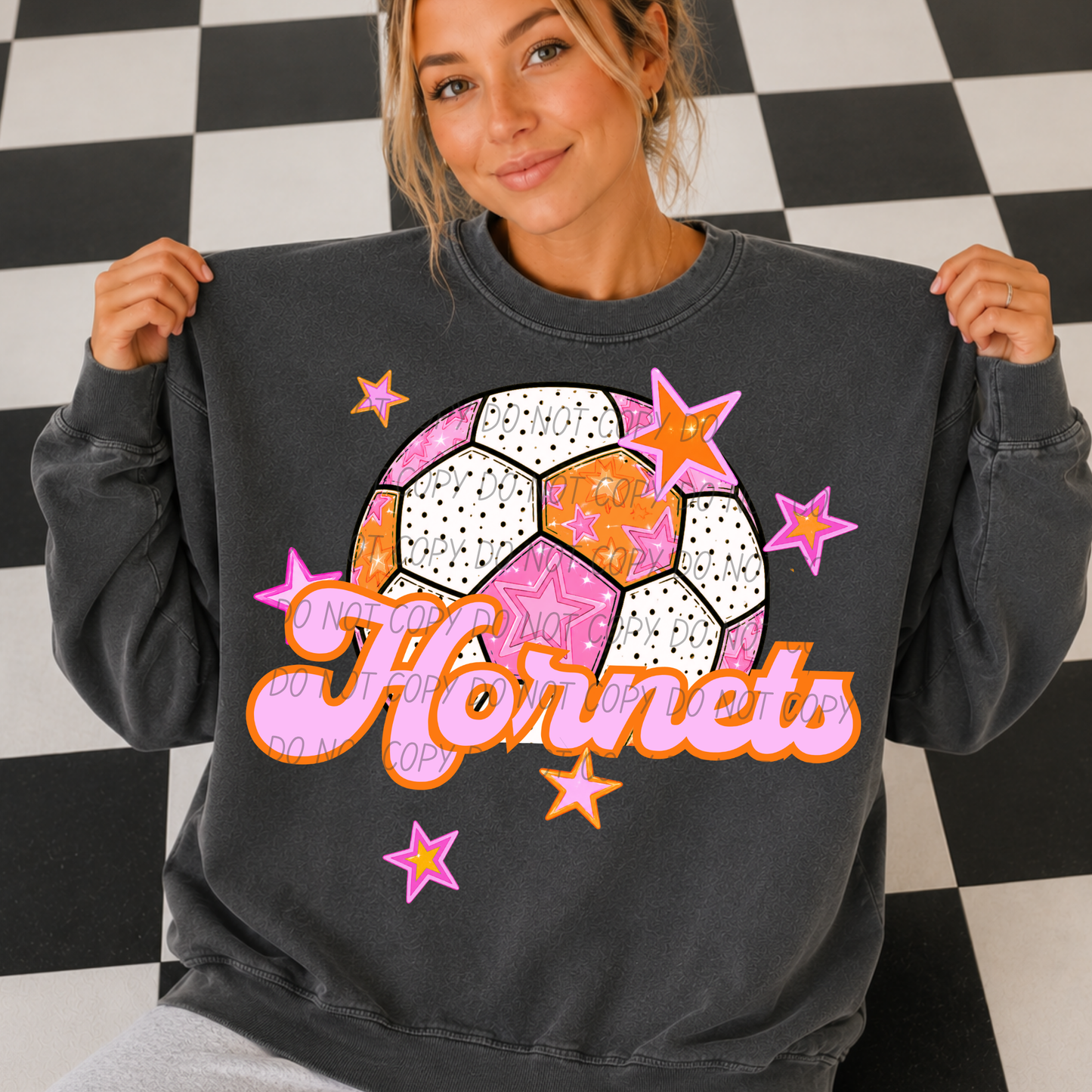 Soccer Pink Orange Stars Mascot (Dropdown)- DTF&UV